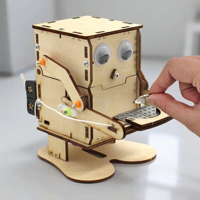 Science Robot - Wooden Assemble DIY Robot Eating Coin