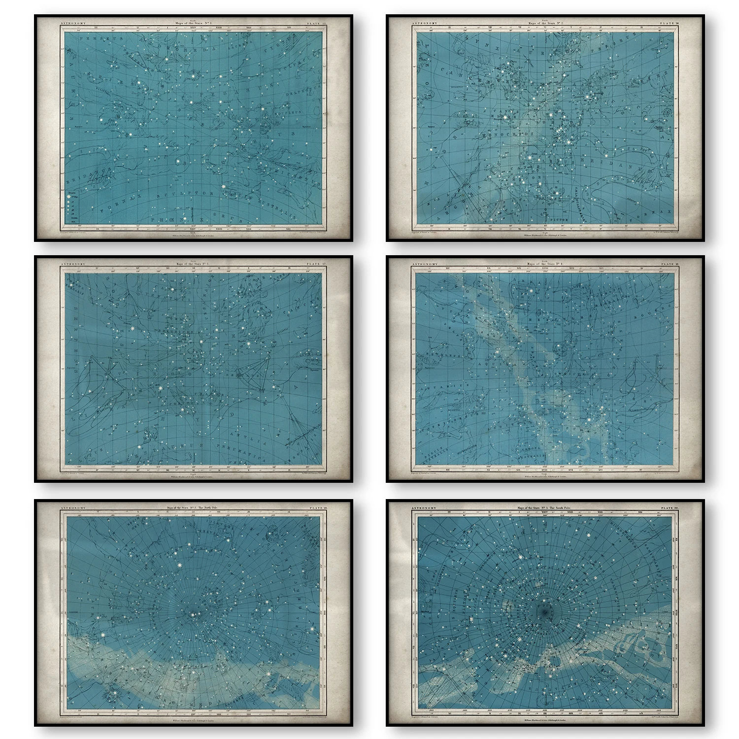 Star Map Poster - Stars Art Vintage Astronomy Poster Constellations