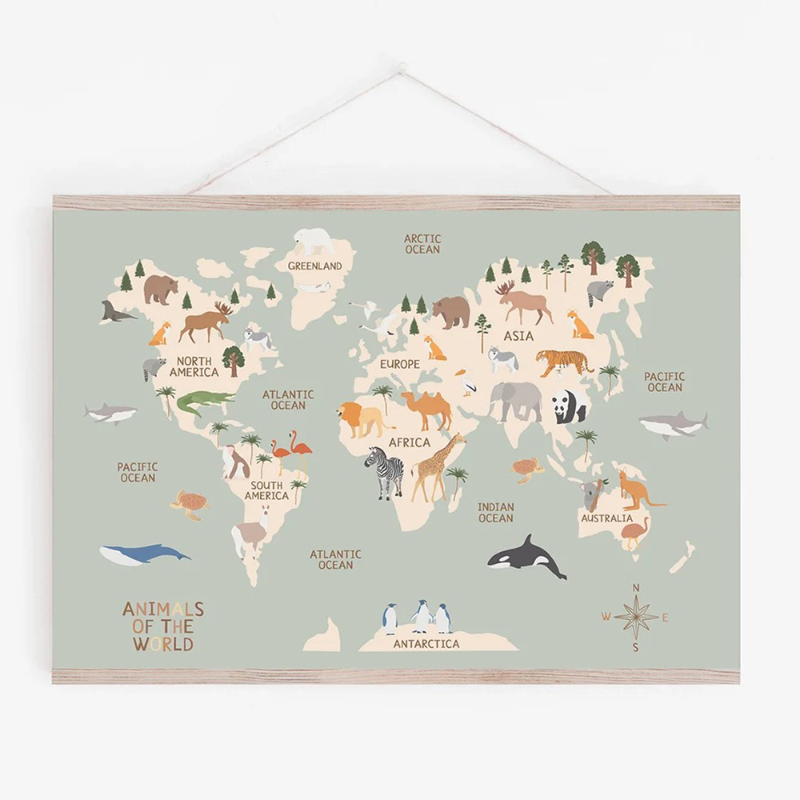 Star Map Poster - Education Poster Animal World Map Alphabet