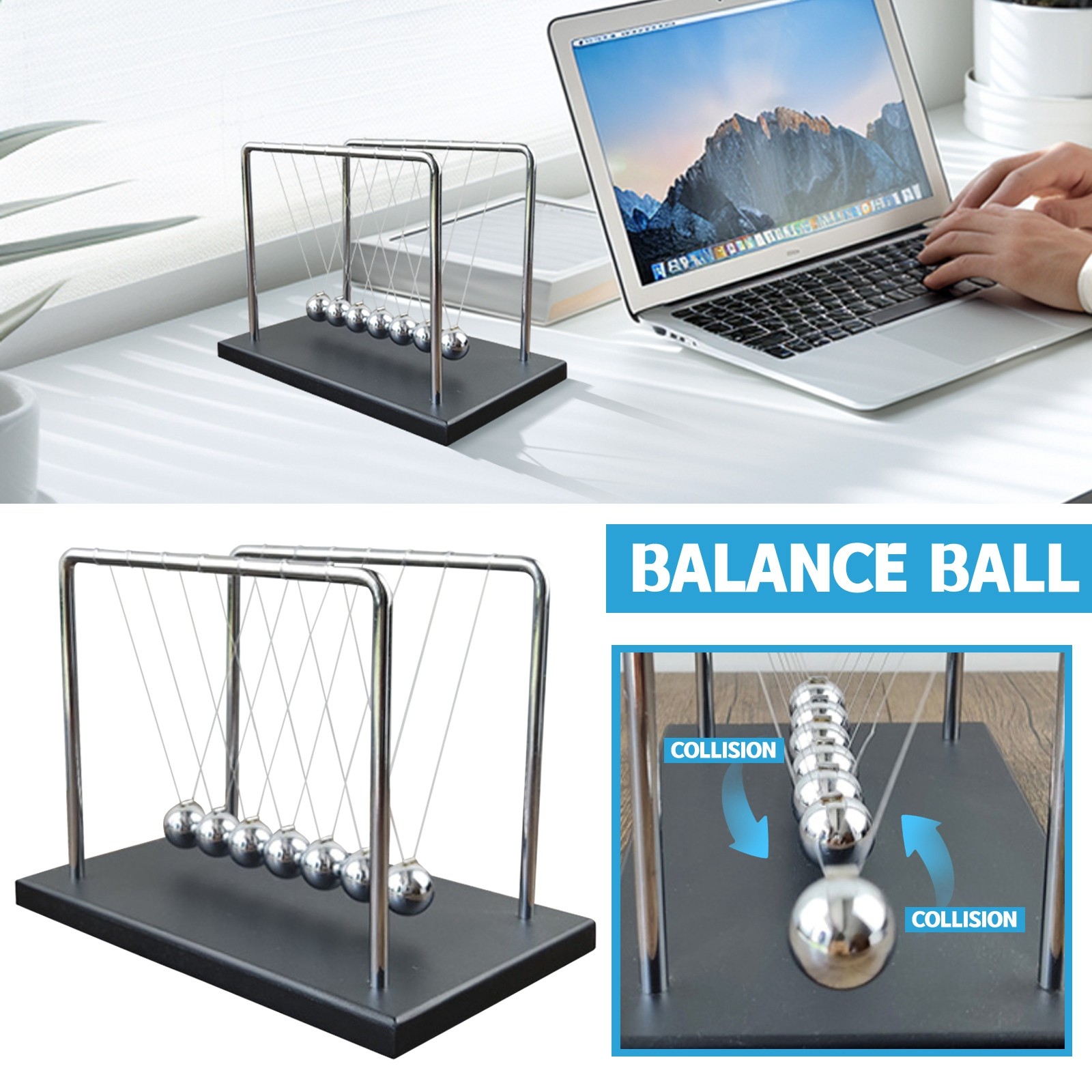 7 Balls Mechanic Curve Newton  - Newton Cradle Large recension och pris