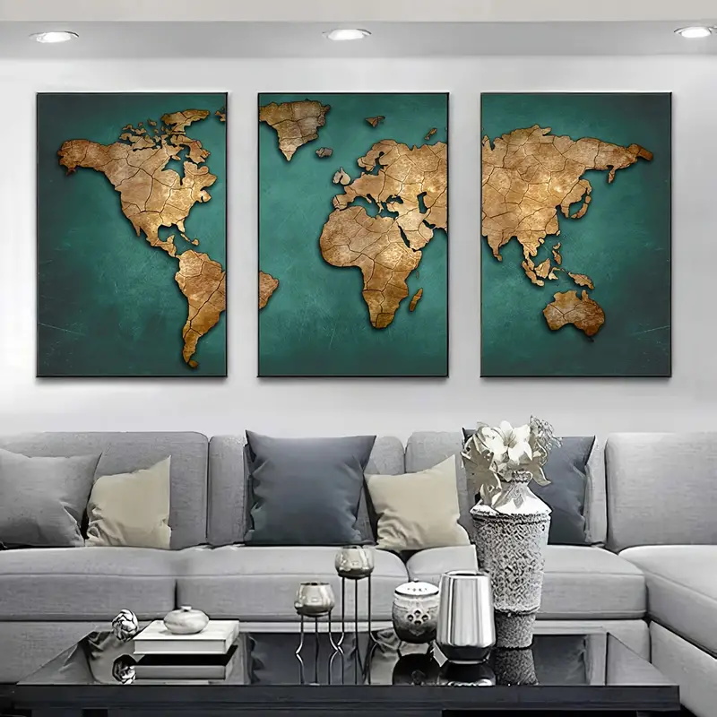 Retro World Map 3pcs/set Canva - Star Map Poster recension och pris